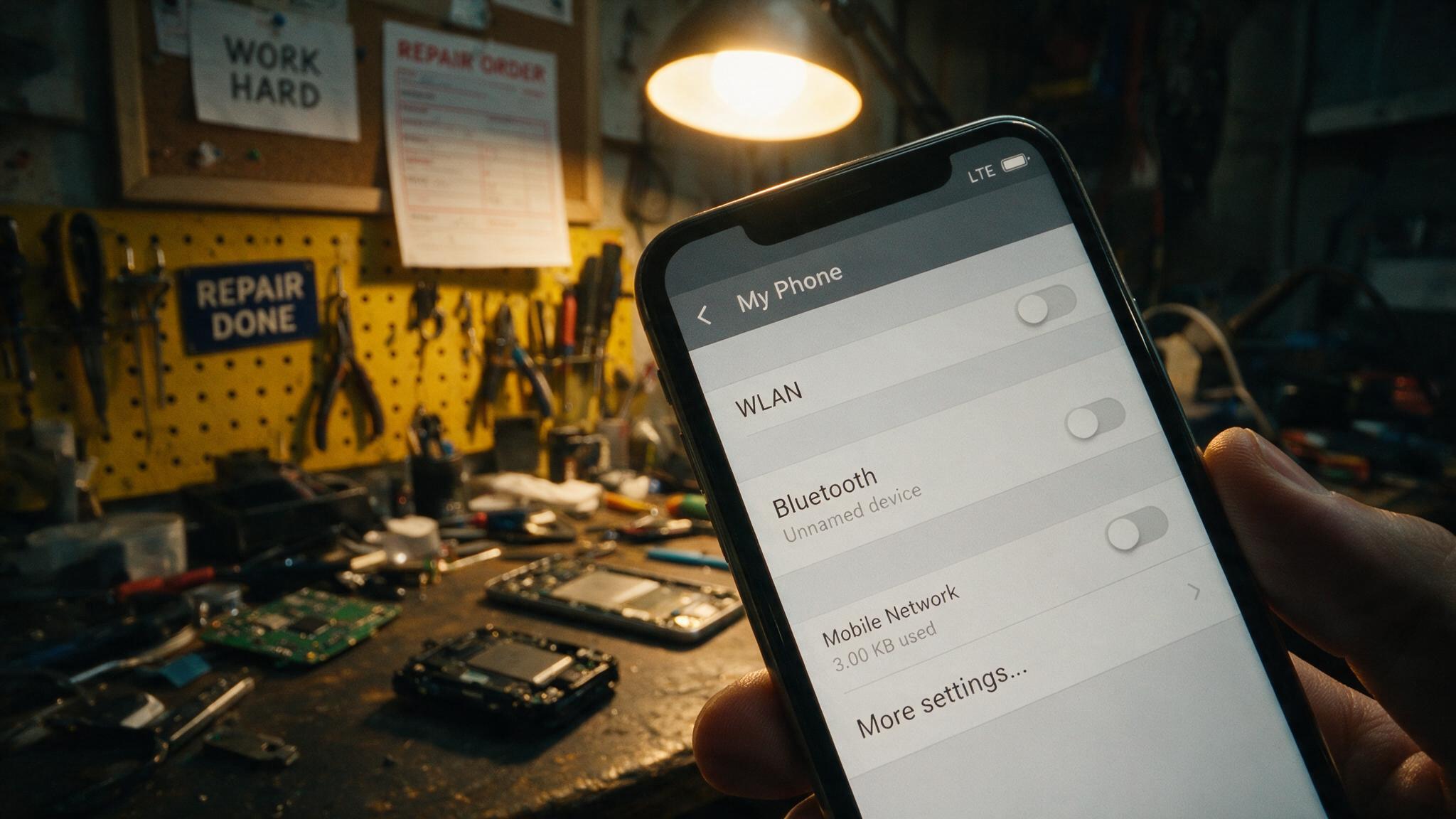 An iPhone showing its Settings menu during a battery health check